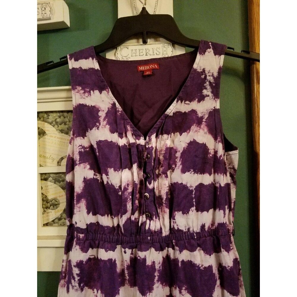 Merona Sleeveless Dress Purple Tie Dye Size XS X-Small V-neck Maxi Lined Womens - Picture 2 of 7